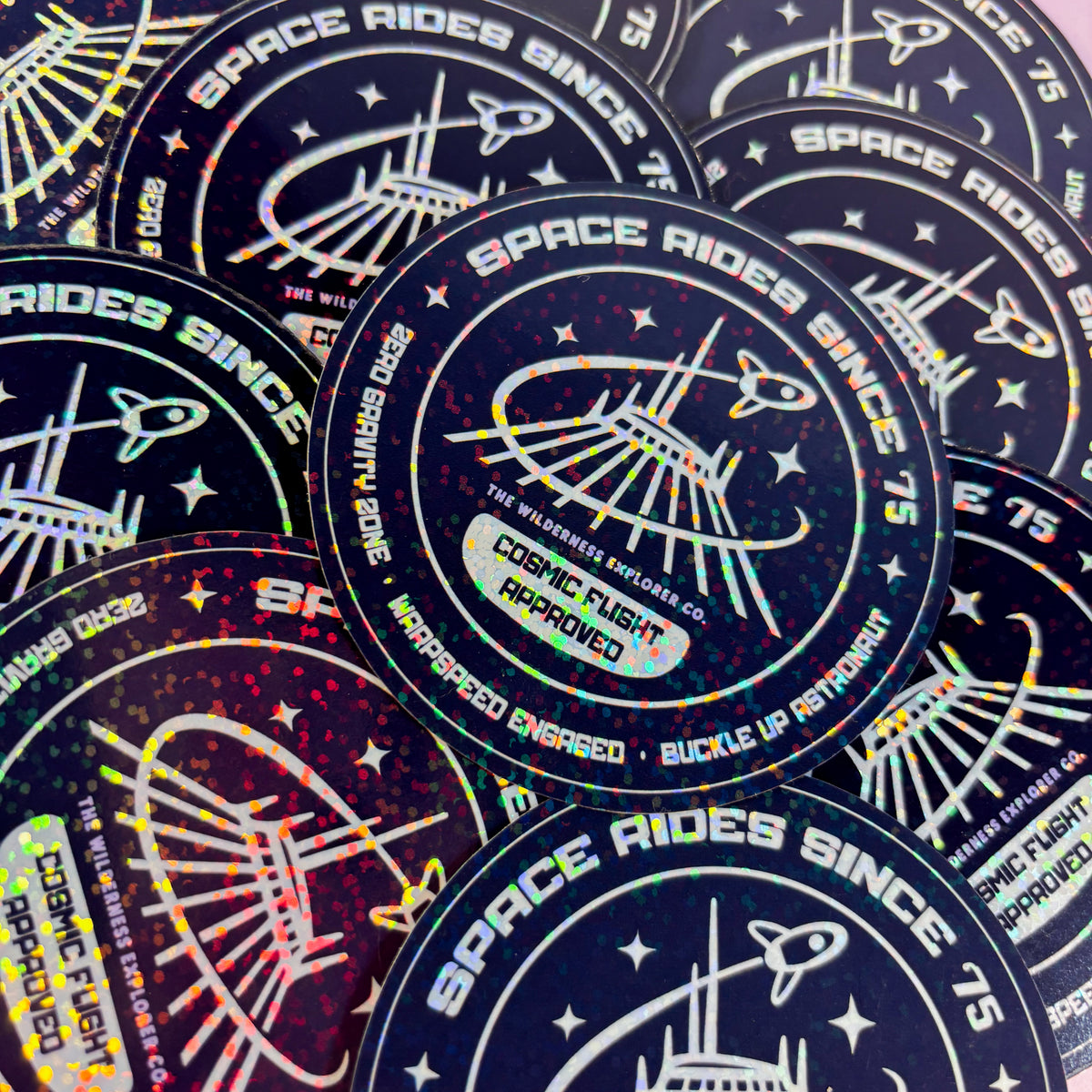 Space Rides Since '75 - Holographic Vinyl Sticker/Magnet
